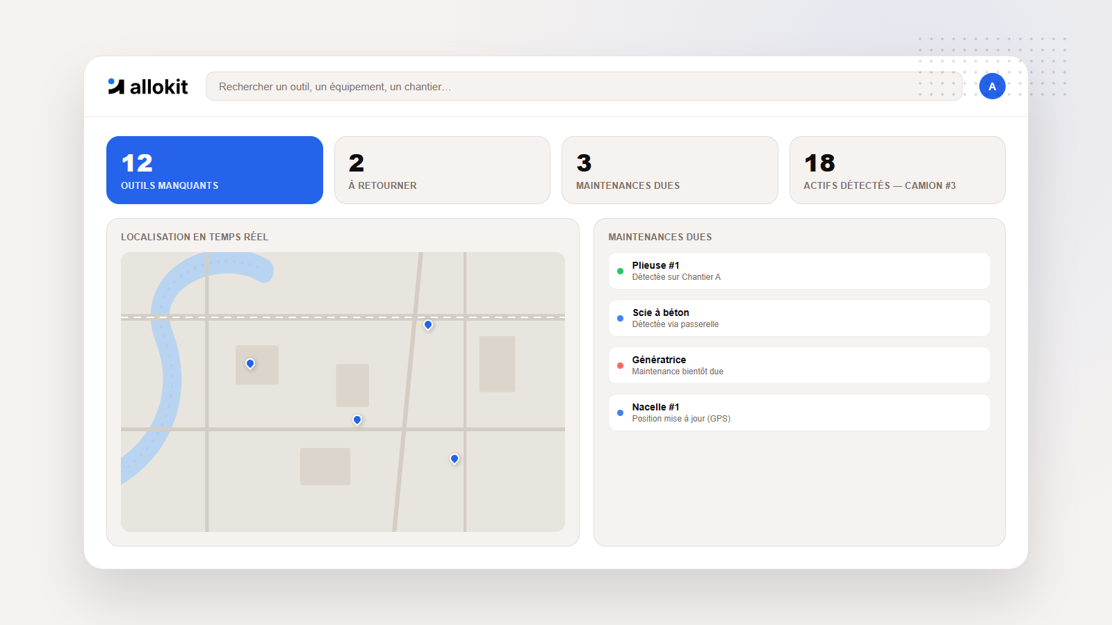 Logiciel de gestion d’outils avec suivi GPS