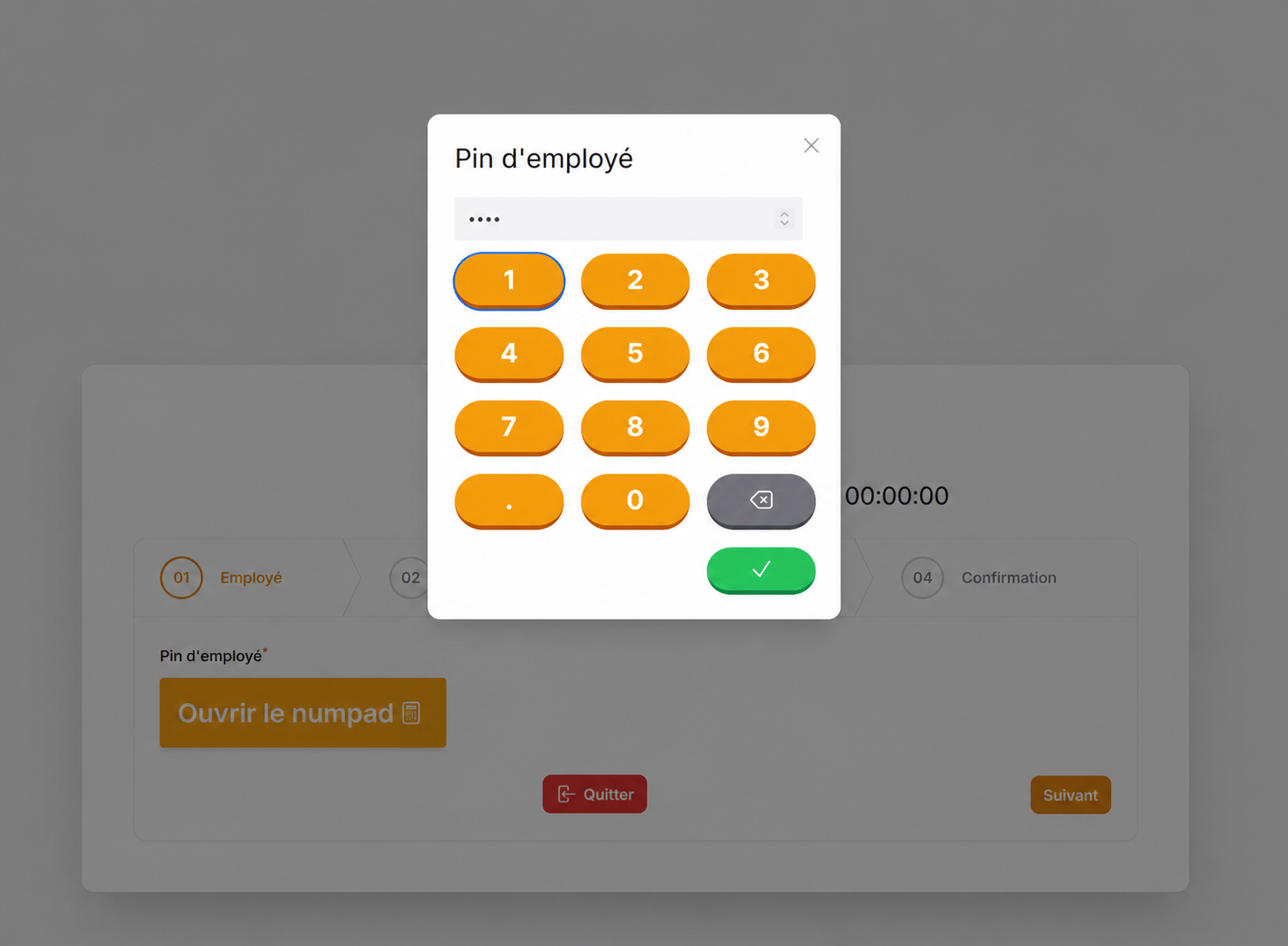 Poinçon anonymisé permettant aux employés d’enregistrer leur temps sur une pièce et une opération