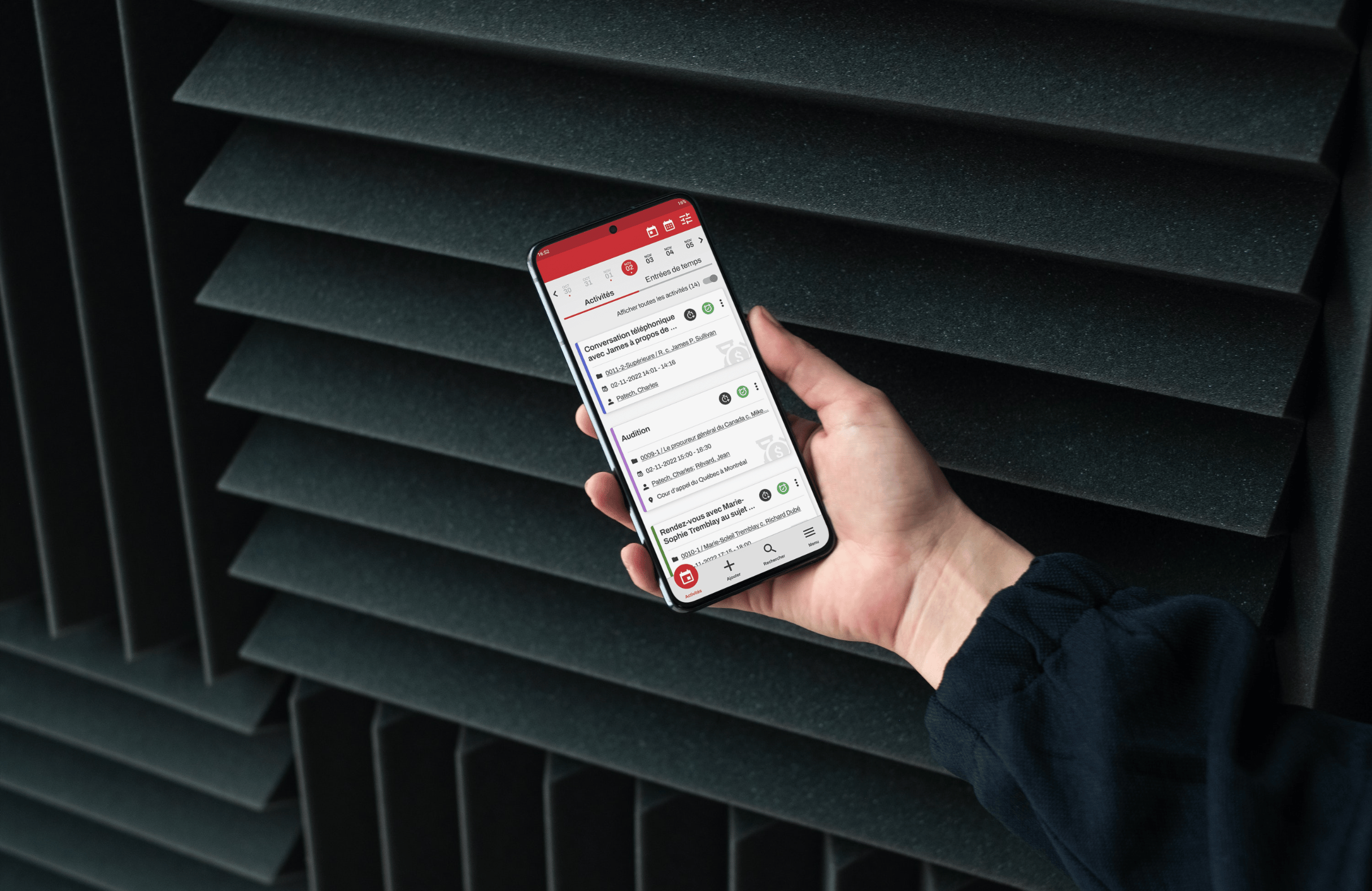Application mobile Juris Concept utilisée sur un téléphone