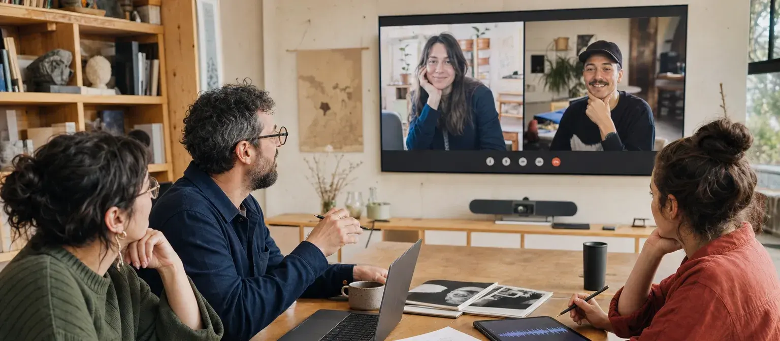 Équipe culturelle du Québec collaborant en ligne avec des partenaires francophones ailleurs au Canada