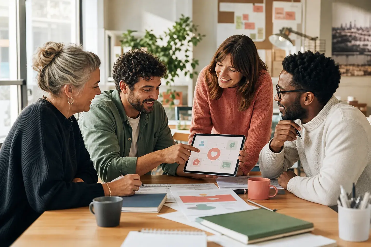 Équipe d'une organisation d'économie sociale préparant un projet numérique